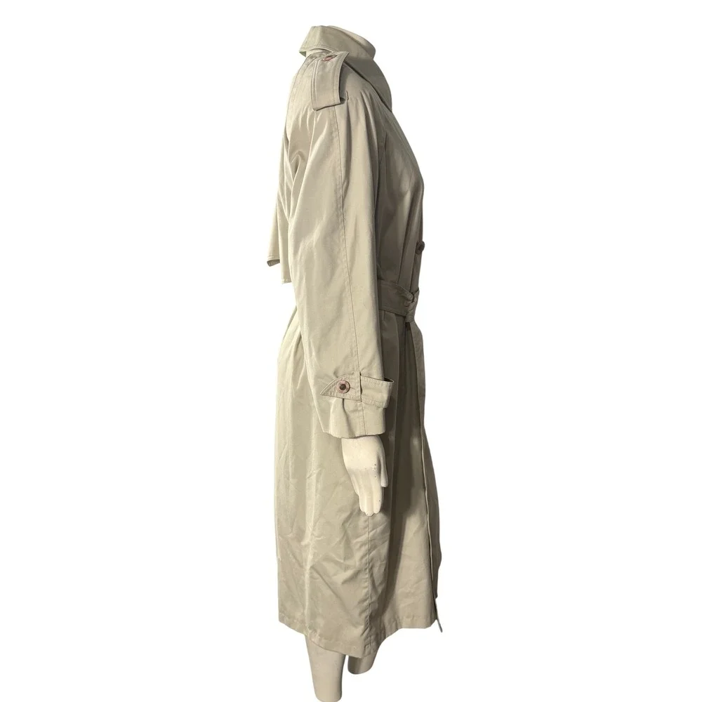 VTG Misty Harbor Original Trench Coat Women 10 Beige Plaid Lined Double Breasted
